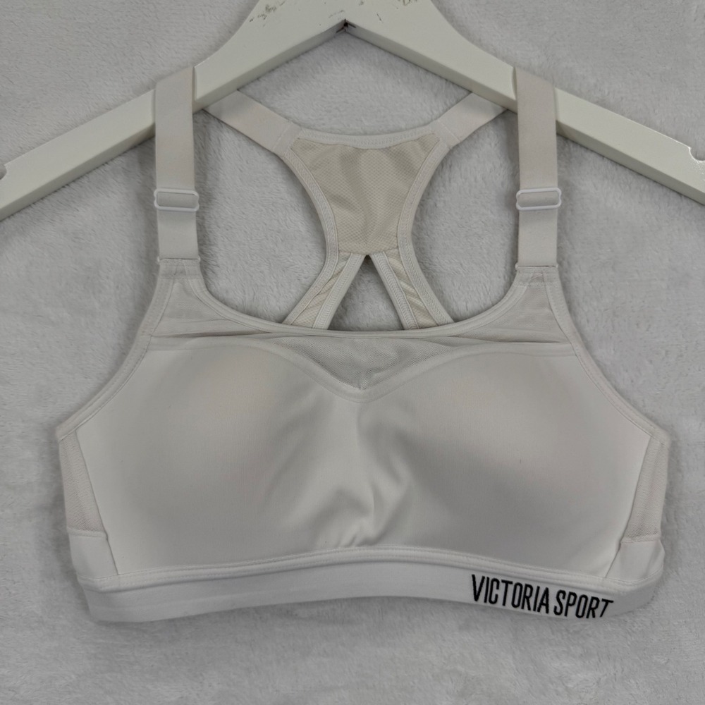 Victoria Sport Womens White Racerback Mesh Sports Bra 32B‎ 378311-092